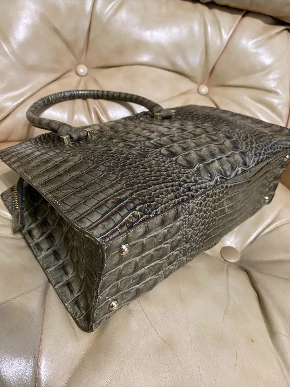 LKNW Brahmin Olive Green Greta Satchel w/Strap Melbourne Leather - Picture 13 of 14